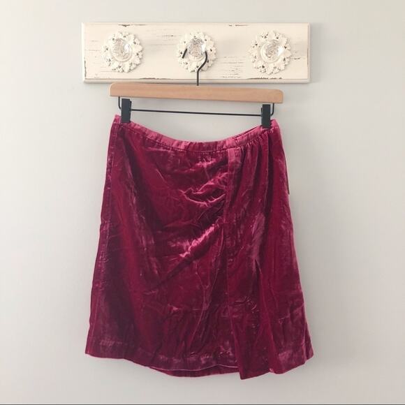 Anthropologie Dresses & Skirts - Anthropologie Connie Velvet Mini Skirt Raspberry Red Cherry Red NEW